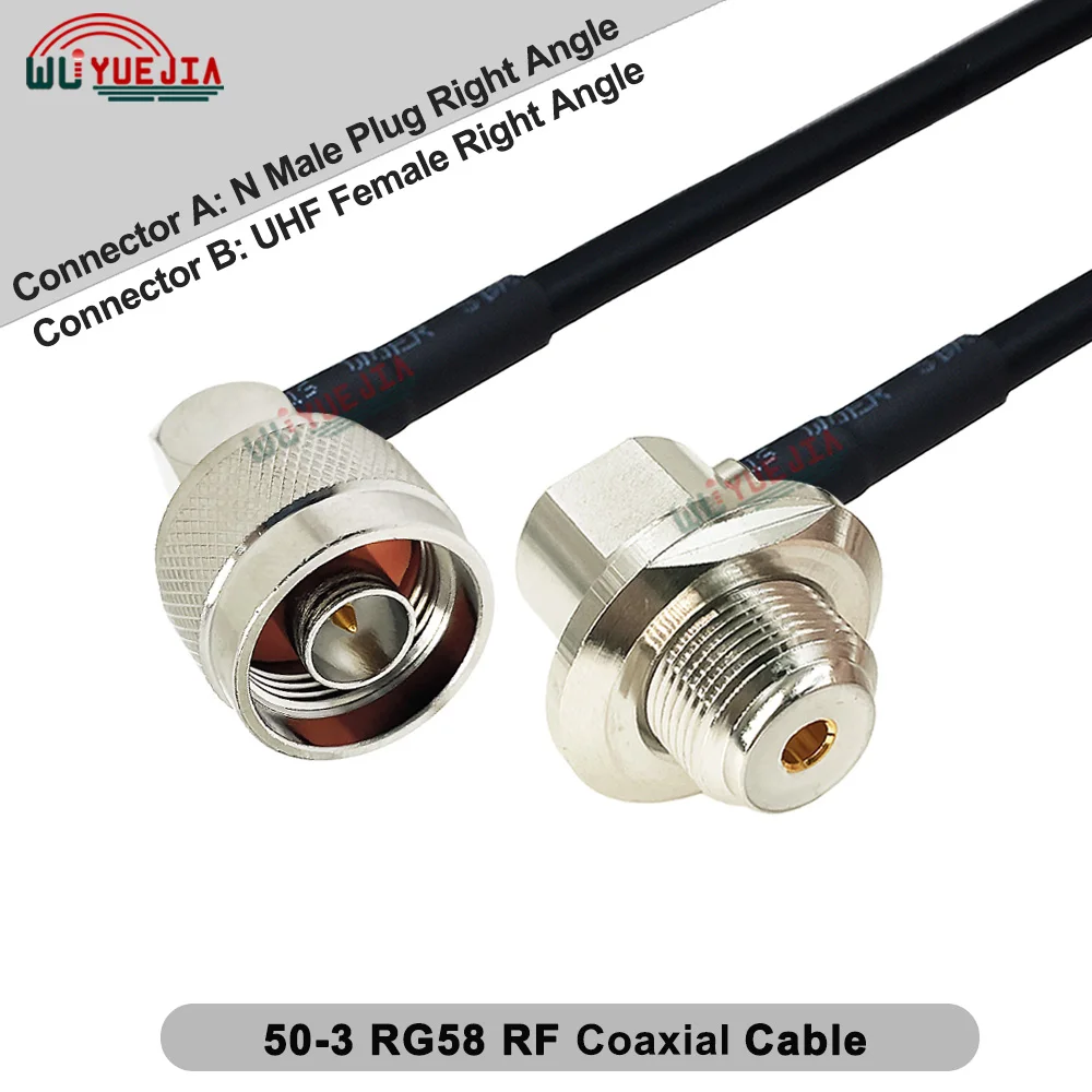 15cm~30M L16 N to SL16 UHF Connector RG-58/U Cable N Male 90° Angle to SO239 UHF Female Right Angle RG58 RF Coax Extension Cable