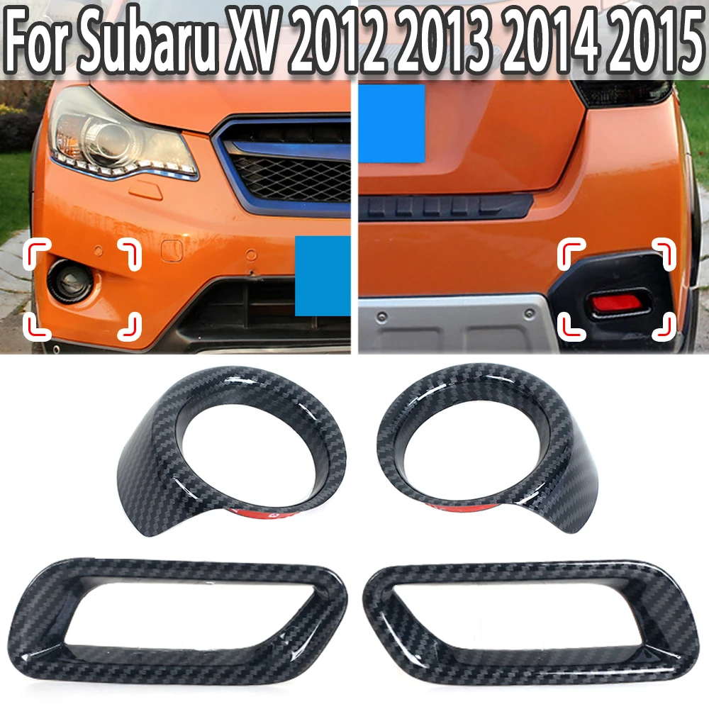 K-Car Front Rear Bumper Fog Lamp Light Frame Cover Sticker Trim ABS Carbon Fiber Styling For Subaru XV 2012 2013 2014 2015