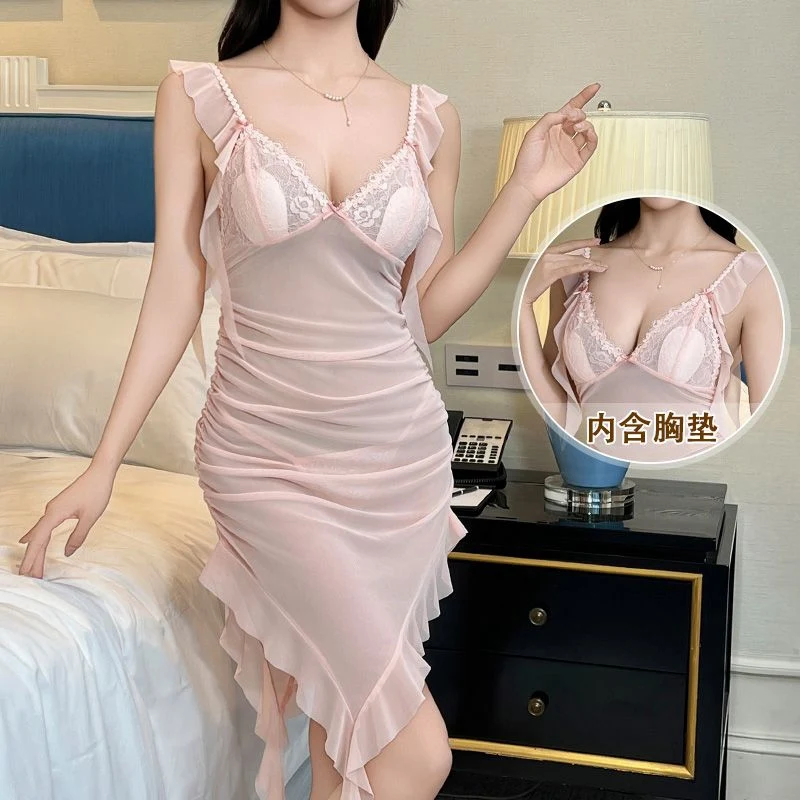 

Новинка 2023 года, летнее сексуальное кружевное белье, ночные рубашки на тонких бретельках для женщин, корейская милая одежда для сна, ночная рубашка, ночное платье, домашняя ночная рубашка
