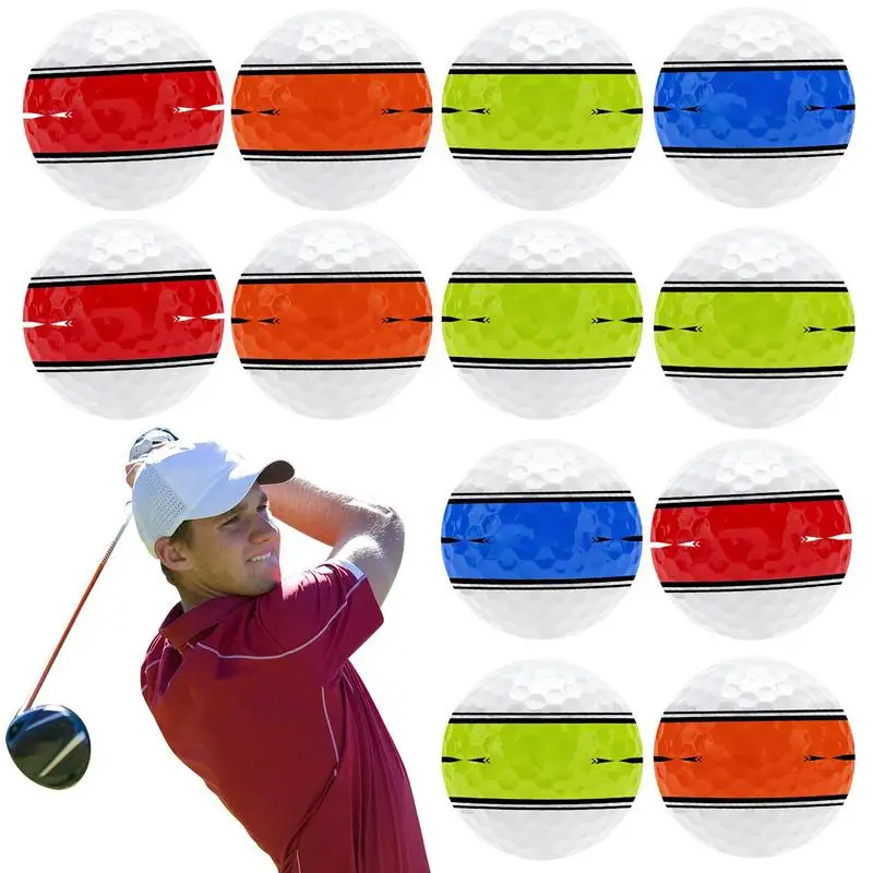 

Color Golf Balls 12 Golf Training Balls Training Aid 360 Degree Orbital Putter Aiming System Portable Sports Accessories For