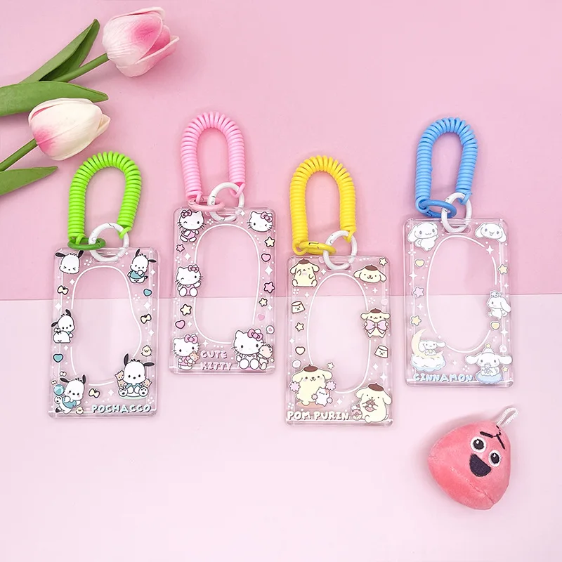 

Милый прозрачный акриловый держатель для карт Kuromi My Melody, студенческий ID-карта, защитный чехол для водной карты, сдвижная торговая карточка за границу