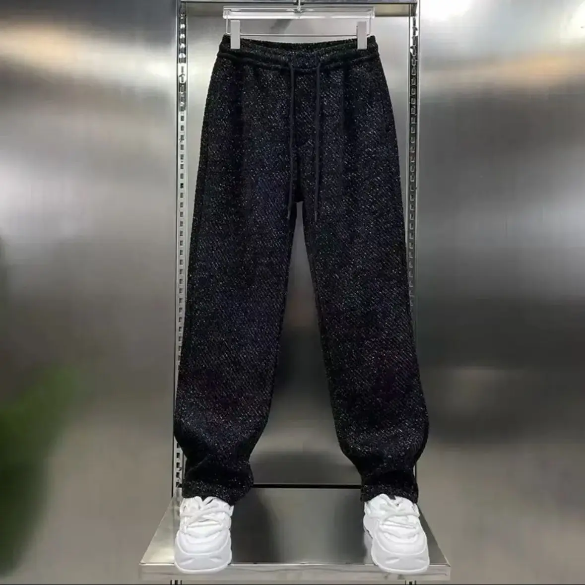Men Winter Fleece Lined Sweatpants Loose Casual Trousers Warm Thick Sports Pants Streetwear Joggers