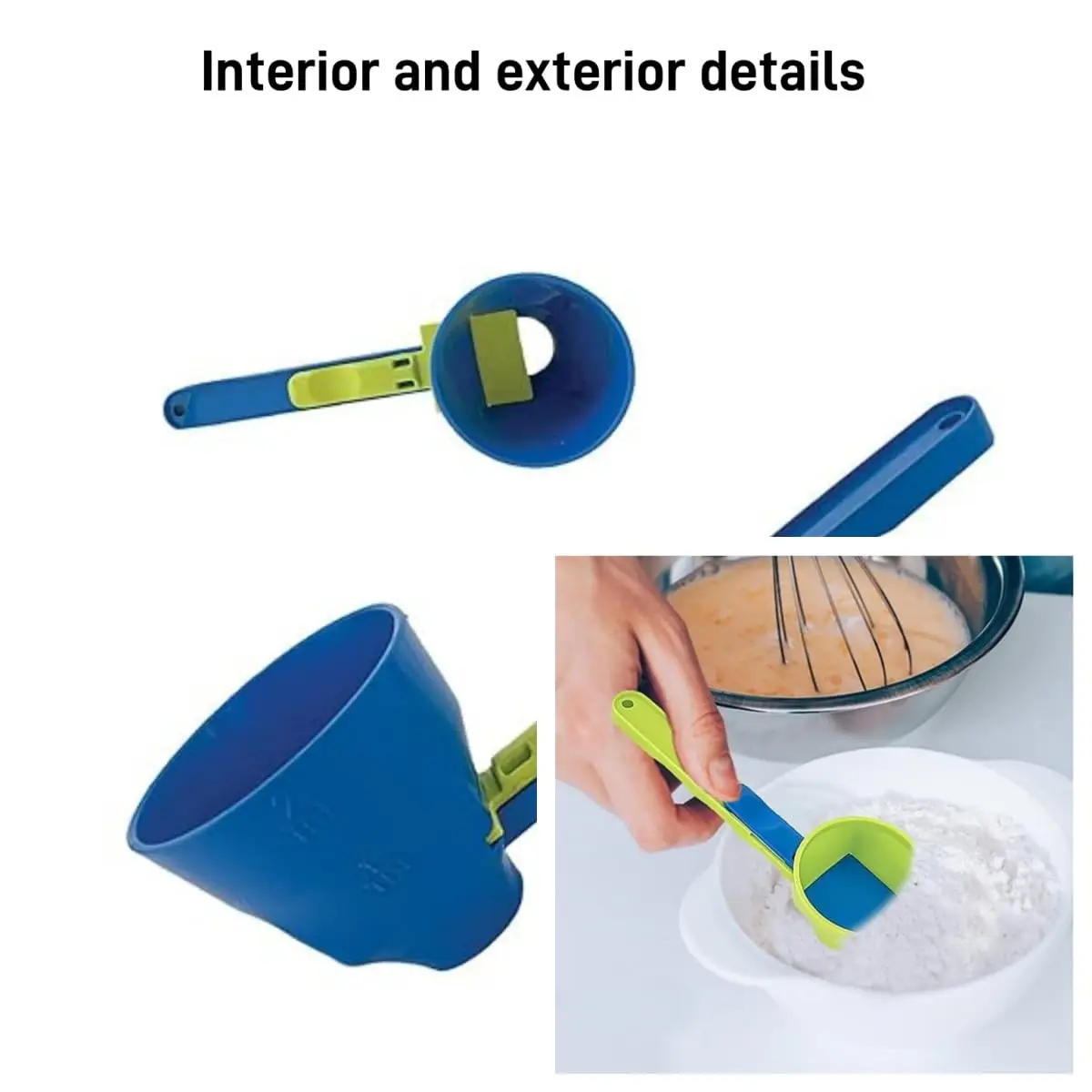 1pc Measuring Spoon Slide Scoop Funnel With Longer Handle Converts to Funnel with Silding Base for Protein Coffee Powder Spoon - view 2