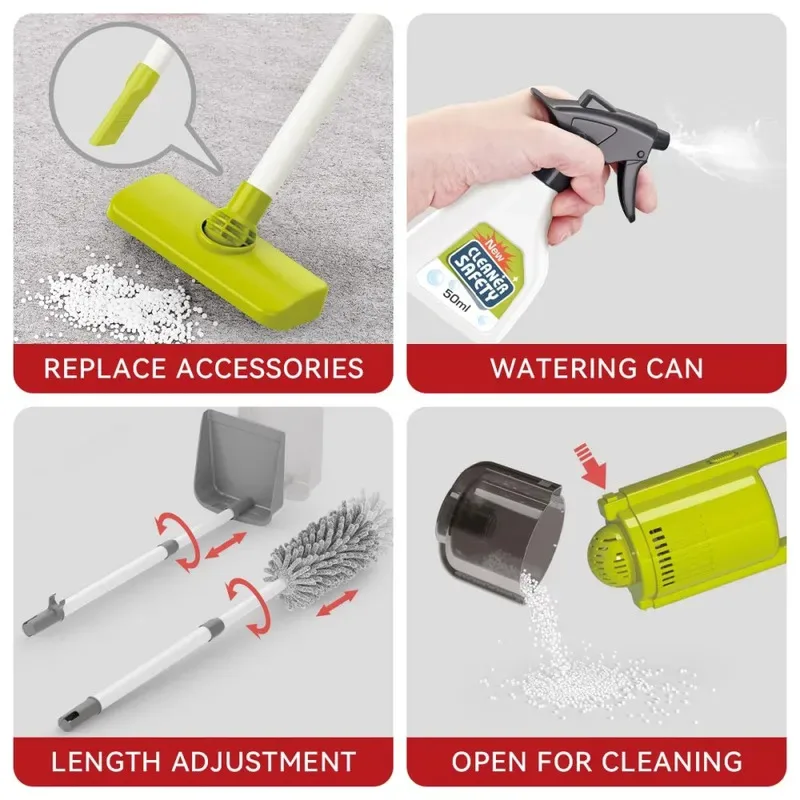 청소 장난감 진공청소기 빗자루 시뮬레이션 교육용 장난감 어린이용 가정 청소 도구 모형