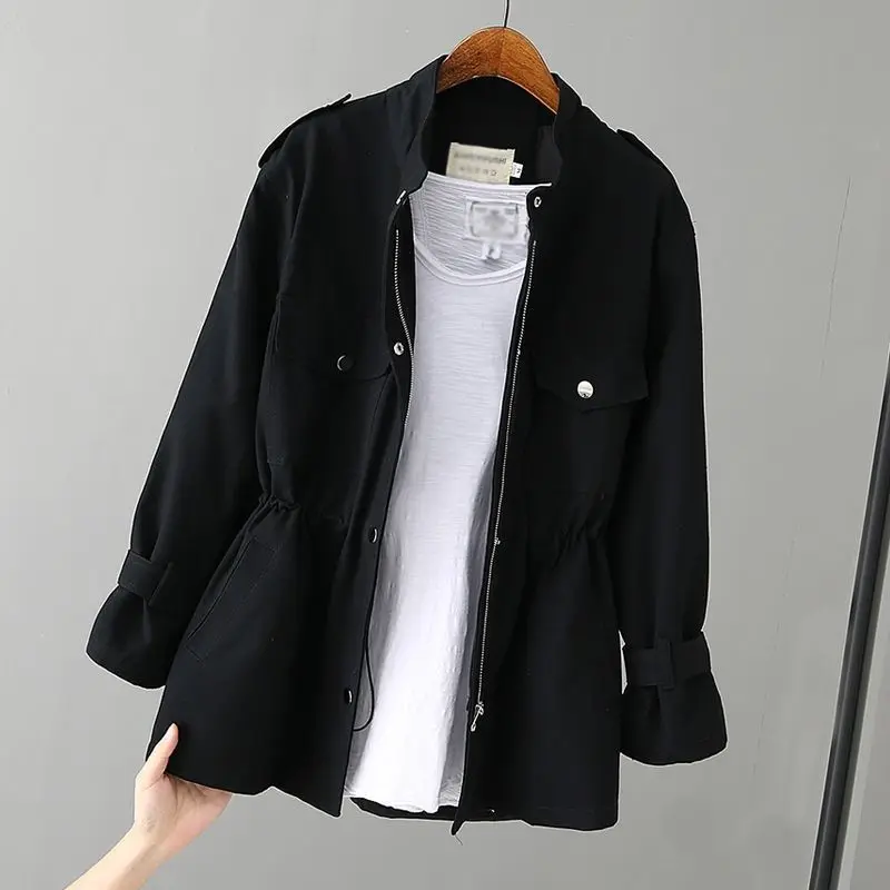 Women's Spring New Jacket Short Windbreaker Medium To Long Spring Outfit Loose and Slimming Versatile Top for Wearing Outside