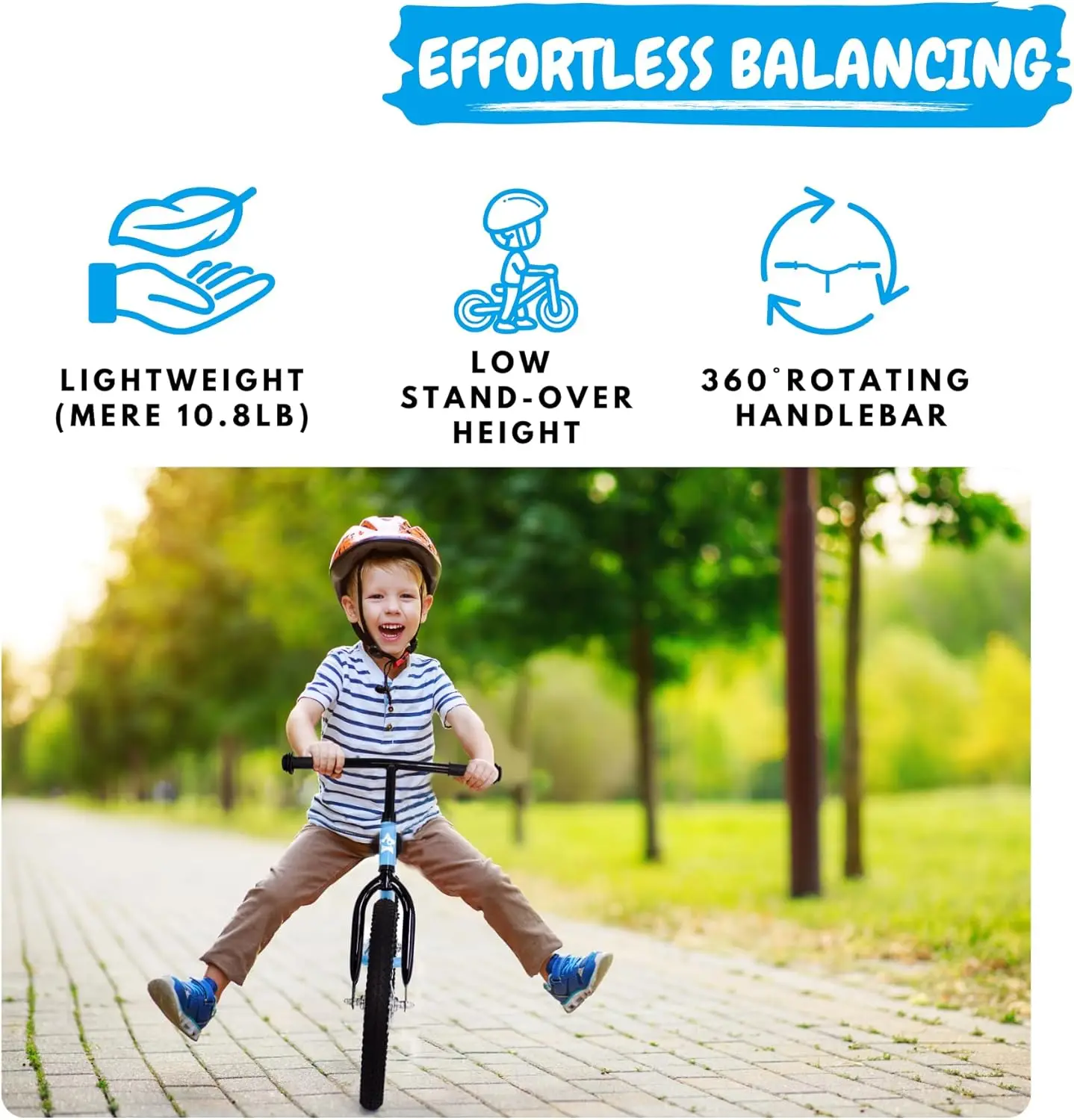 Vélo d'équilibre pour tout-petits de 5 à 8 ans, 16 pouces, pneus à air, repose-pieds, pas de pédales, vélo de poussée, vélo jouet d'extérieur pour enfants, création