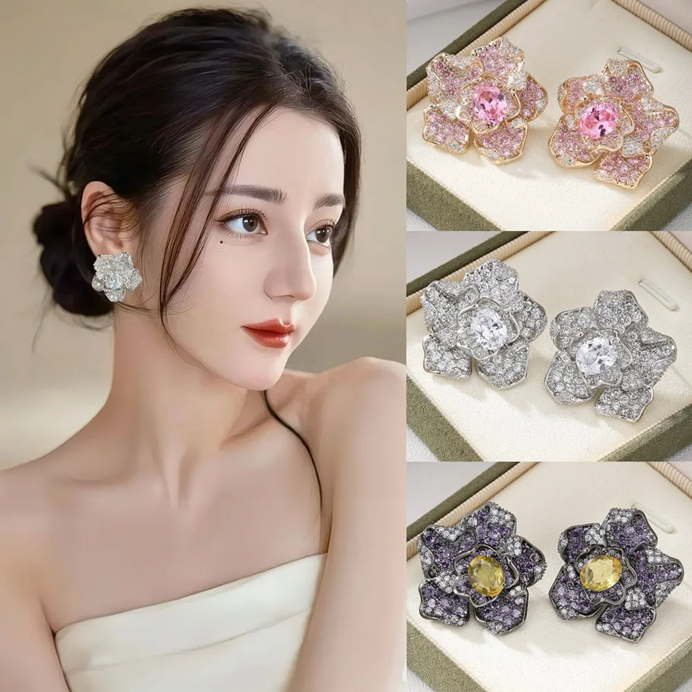 

missvikki New Big Flower Earring for Women Full Micro CZ Cubic Zircon Famous Luxury Charm Dubai Wedding Indian Bohemia Earrings