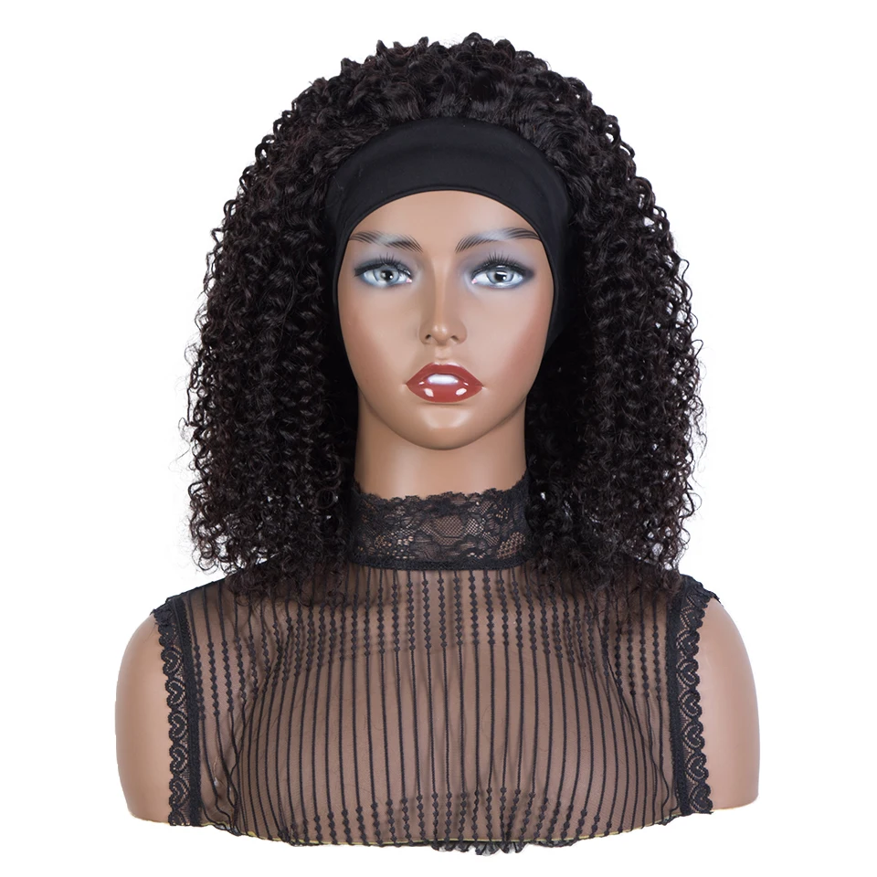 Brazilian Jerry Curly Hair Headband Wig Glueless Remy Human Hair Wigs for Black Women Full Machine Made Wig Beginner Friendly