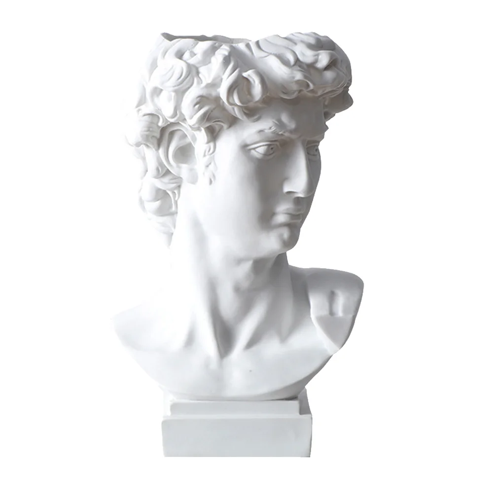 

Makeup Brush Storage David Funny Pen Holder Pots for Plants Lead Pencils Bust Resin Statue Creative Container
