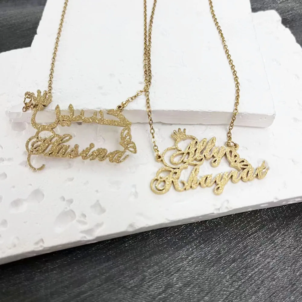 شخصية اسم قلادة لامعة الفولاذ المقاوم للصدأ مجوهرات الأزياء زوجين فراشة قلادة مخصصة هدية عيد ميلاد 2026 جديد #1