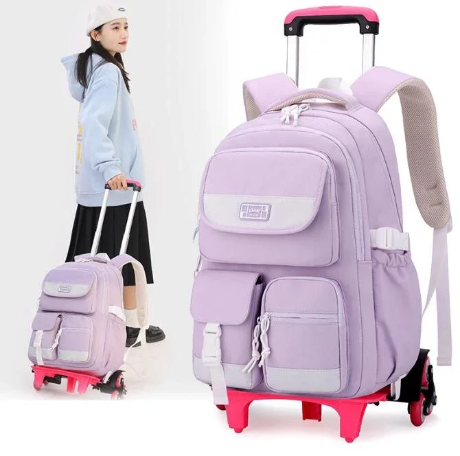 BUNNYFLY School Bags Rolling Backpack for Girls  School Wheeled Backpack Primary School Trolley Bags for Girls  Middle Schoolbag