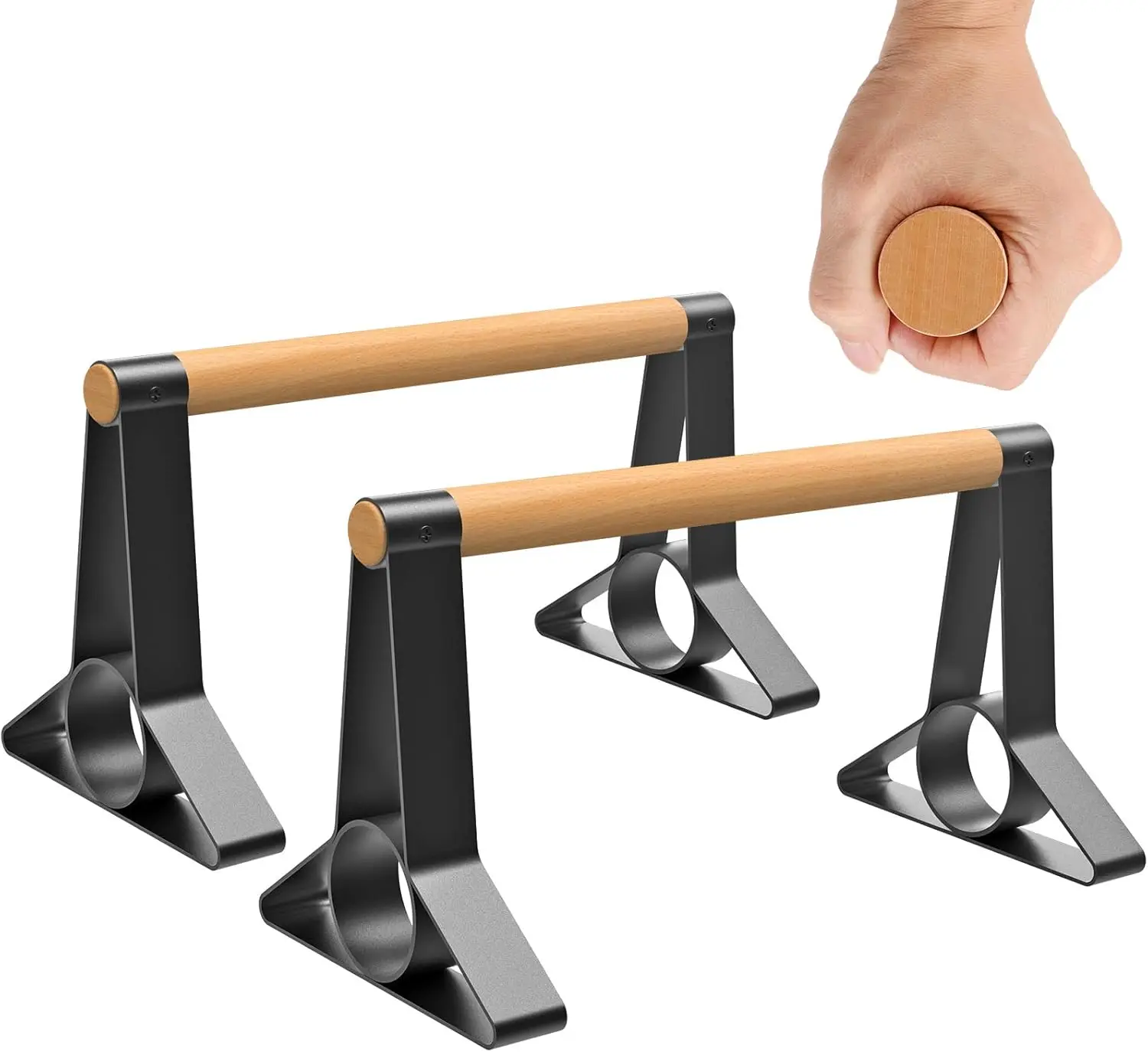 

Push Up Bar, 12'' High Parallettes Bars with Wooden Handles, Stable and Comfortable Calisthenics Equipment, Suitable fo