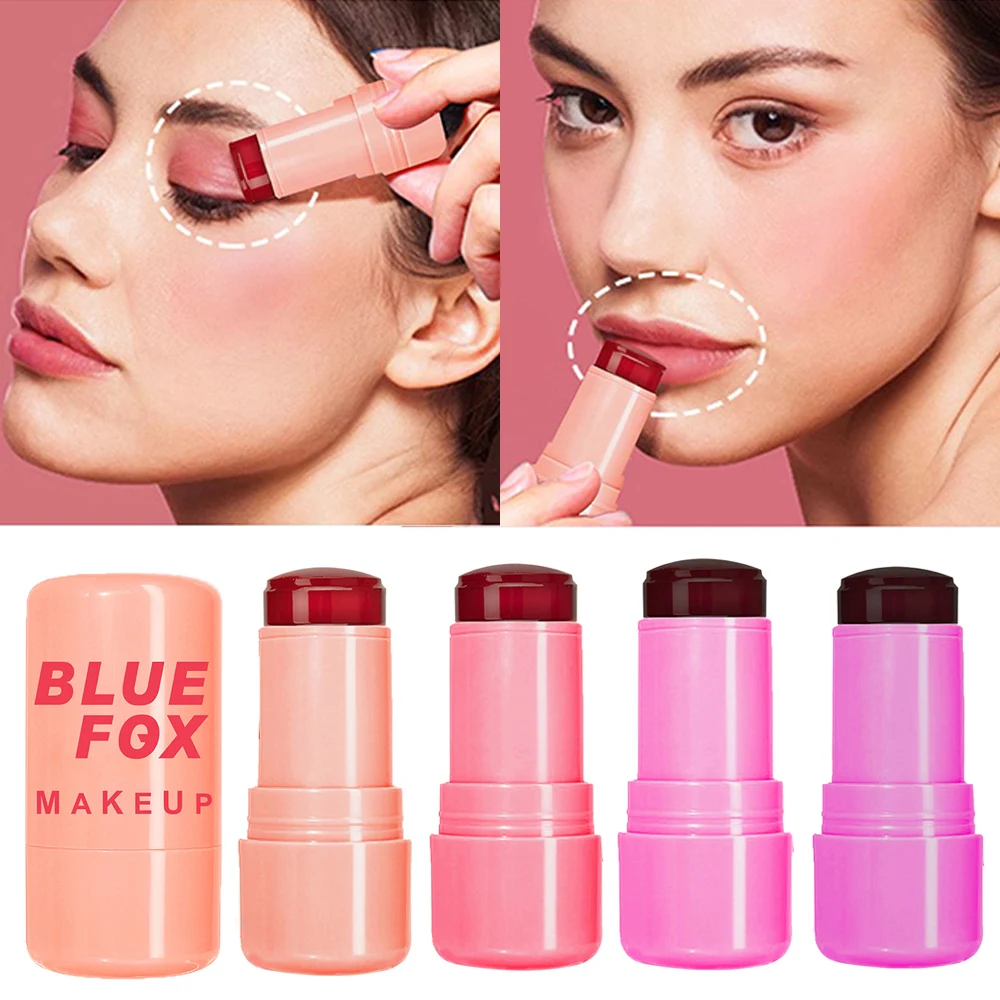 Water Jelly Lipstick Rouge Powder Blusher Stick Multi Functional Waterproof Long-lasting Lipstick Cosmetics 4 Color Liquid Blush