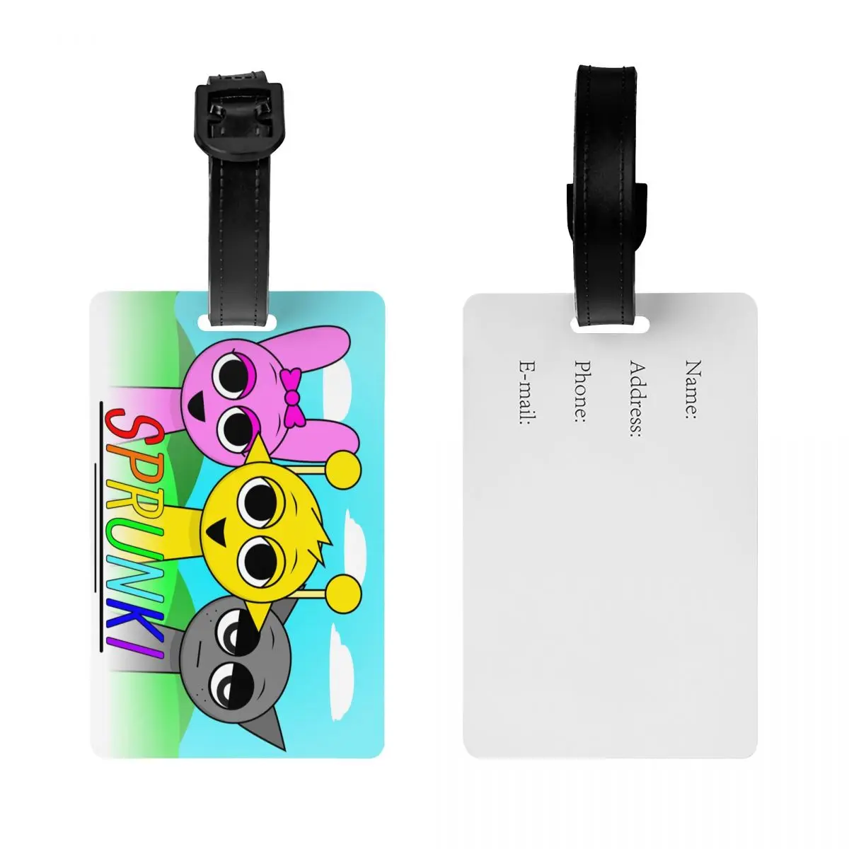 Custom Sprunki Poster Simon Pinki Gray Luggage Tag Suitcase Baggage Privacy Cover ID Label