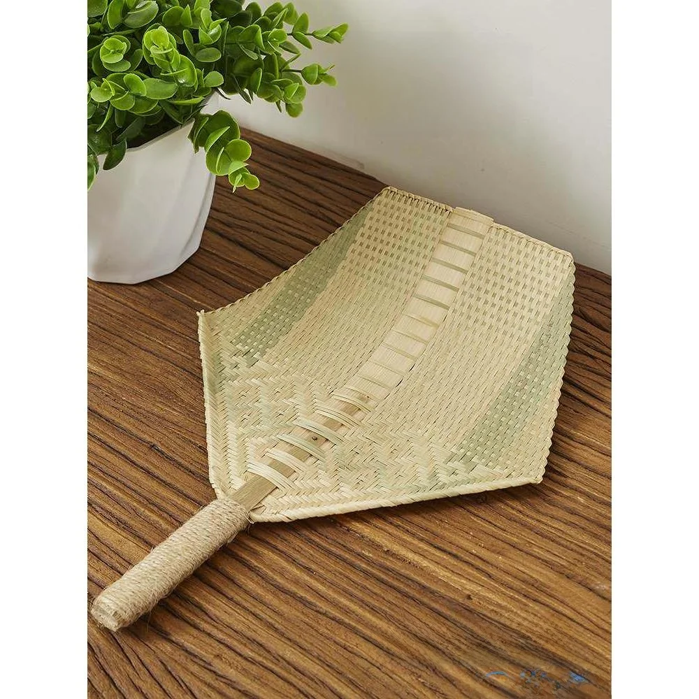 

Large Handmade Bamboo Fan Vintage Style Portable Summer Fan Mosquito Repellent Cooling Banana Leaf Fan Home Daily Use