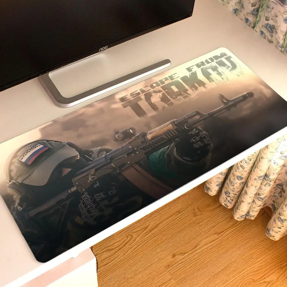 Gamer Escape from Tarkov Mouse Pad Tapetes de Mesa Teclado, Borracha Kawai, Tapete de Mesa Antiderrapante, XXL90x40cm