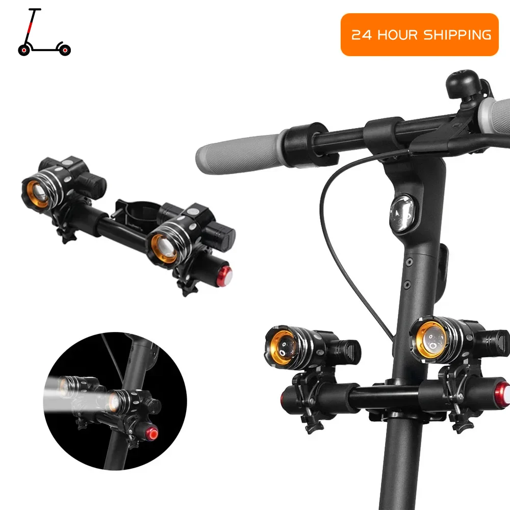 

USB Rechargeable Waterproof Zoomable Headlight For Ninebot F20 F30 F40 Electric Scooter LED Flashlight Front Light Accessories