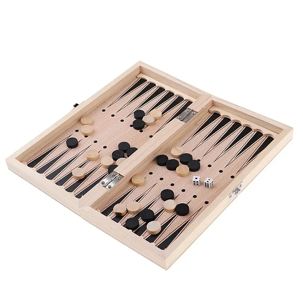3-in-1-Brett, Party, Tischspiele, Würfel, Schach, Backgammon, Brett, Unterhaltung, Reisespiele, Dame, Schach – Detail 5