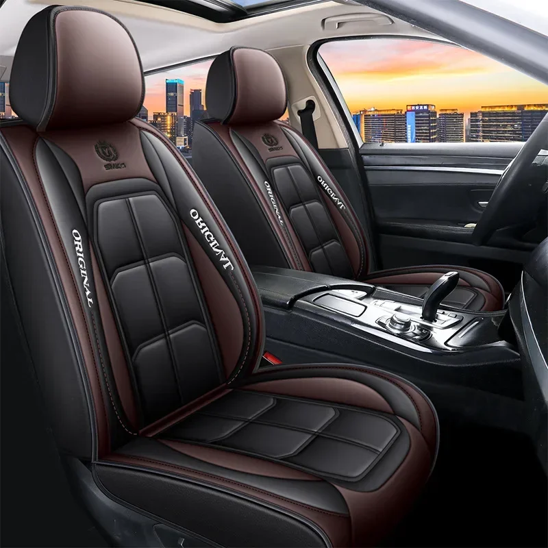 Seat Covers 5 Seats Universal Full Set, Luxury PVC Leather Fully Surround The Front And Rear Waterproof Car Seat Covers