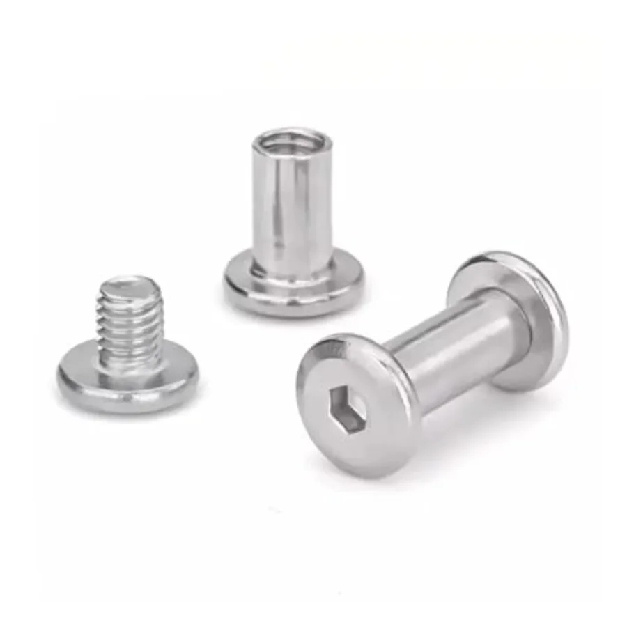 M6 D8mm-8mm 100Set 304 مسدس من الفولاذ المقاوم للصدأ المقبس المسمار قفل جبيرة الجوز مزيج ألبوم بعقب حساب كتاب مسمار #3