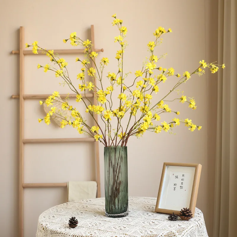 Simulation Snow Willows Branches Silk Fake Flowers Green Plant Artificial Willow Chrysanthemum Floral Dining Table Decoration