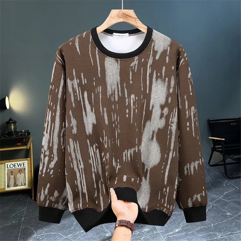 11XL Plus rozmiar bluza w paski męski sweter wiosna jesień bluzy z okrągłym dekoltem moda męska luźny sweter duży rozmiar 11XL 10XL