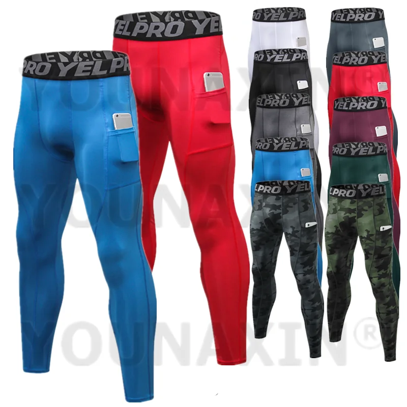 Męskie spodnie sportowe do biegania z kieszenią Joga Fitness Trening Trening Obcisłe legginsy uciskowe Szybkoschnące S M L XL 2XL 3XL