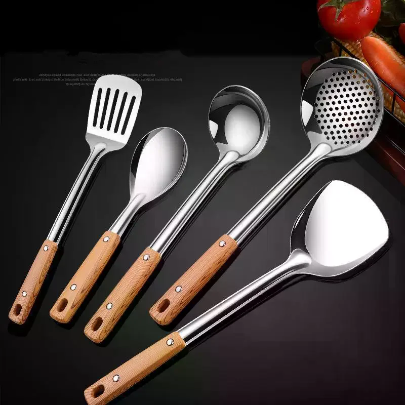 Durable Stainless Steel Wok Spatula Long Handle Kitchen Gadgets Kitchen Cooking Utensil Set Rice Spoon Ladle Cooking Tools