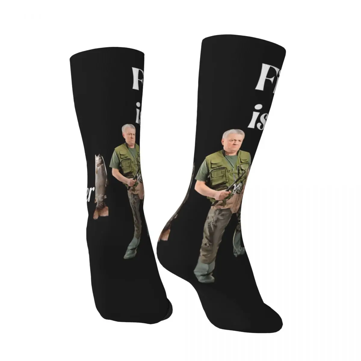 Crazy compression Copy Of Fishing Sock for Men Vintage Jeremy Wade Seamless Pattern Crew Sock Novelty