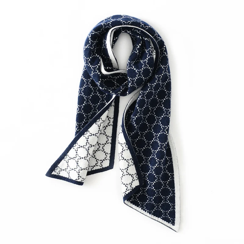 

High Quality 100% Scarf Women's Winter Warm Scarf Fashionable Jacquard Knitted Scarf Shawl Two-sided 140cm*20cm
