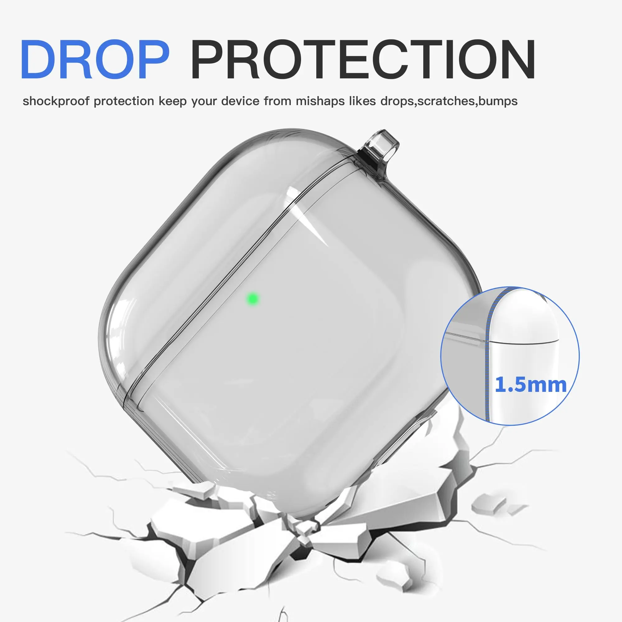 for AirPods 4th Generation Case Cover Shockproof Soft TPU Clear Anti-Yellowing Case for AirPods 4 with Cleaning Kit & Keychain
