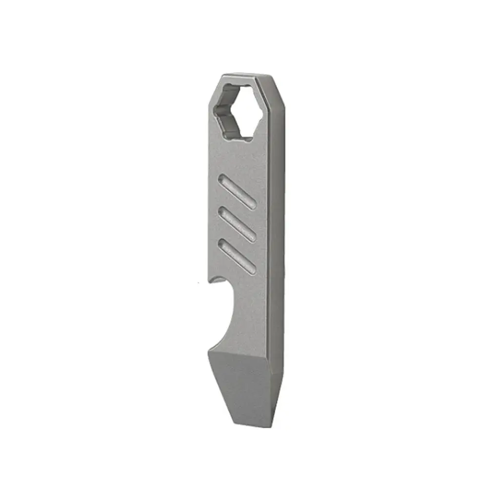Multifunction Titanium Alloy Bottle Opener Pry Bar Graduated Scale Outdoor Tools Silver Camping Gear Pendant