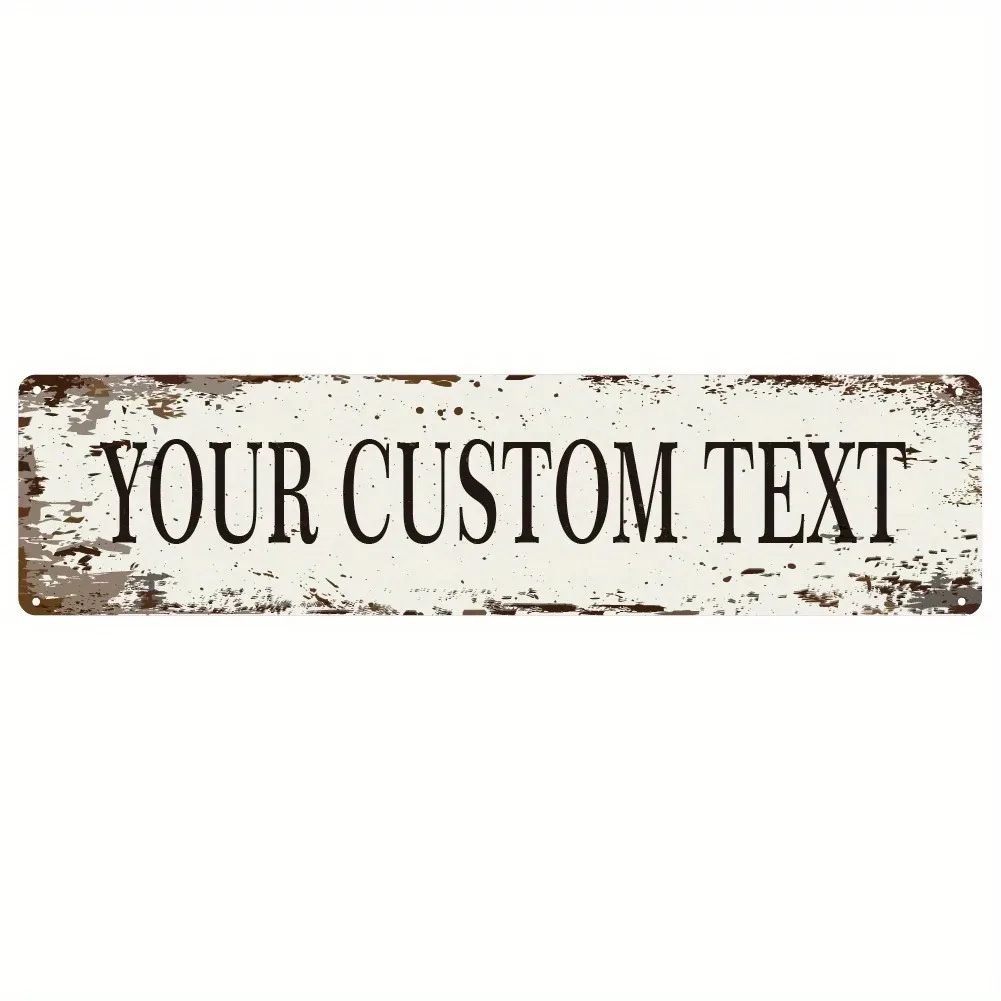[CIFbuy][2D Flat] Personalized White Retro Aluminum Sign, Custom Text Indoor Outdoor Wall Decor (Only For Decoration)