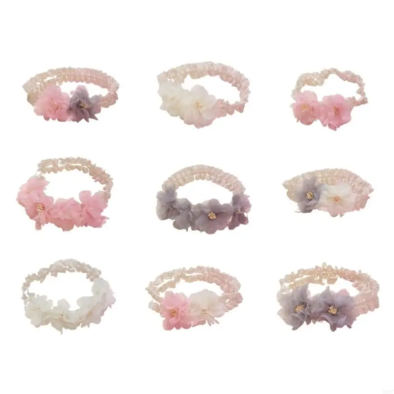 581F Flower Hair Band Baby Headwear with Pretty Decorative Flower with Stamens Fashionable Addition to Any Outfit