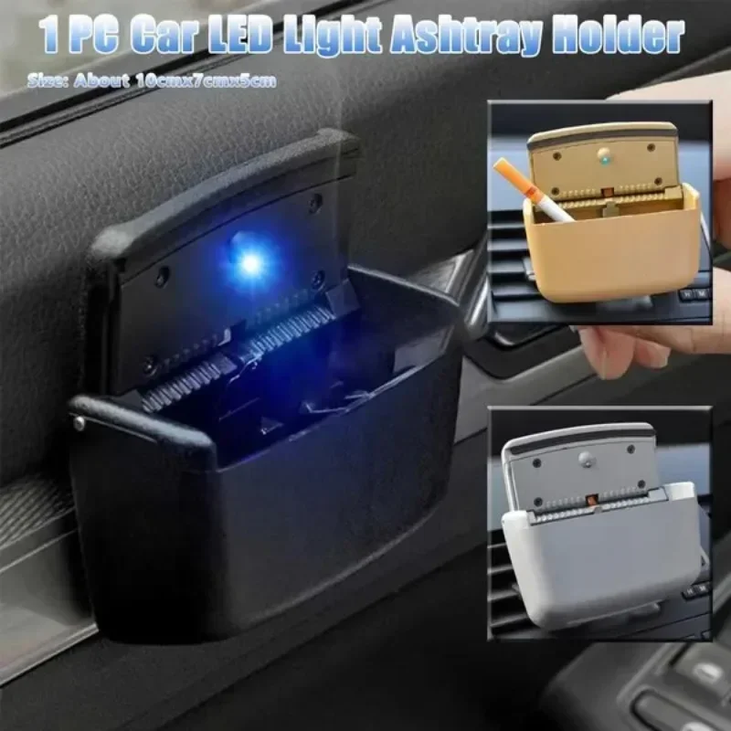 Car LED Light Ashtray Holder Multifunction Air Vent Storage Rack Auto Parts Ashtray Car Accessories