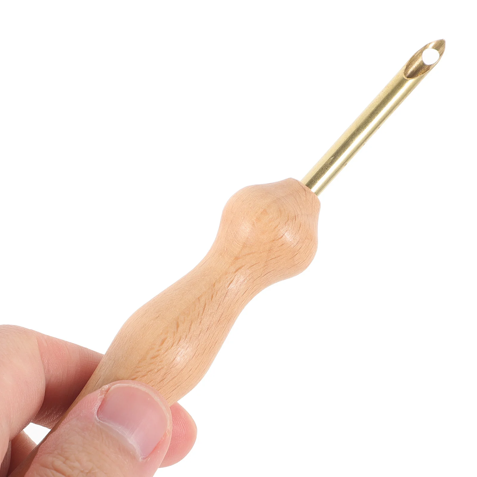 

5Pcs Punch Needle Sewing Embroidery Needles Stainless Steel Wooden Handle DIY Craft Tools for Textile Design Home Sewing and