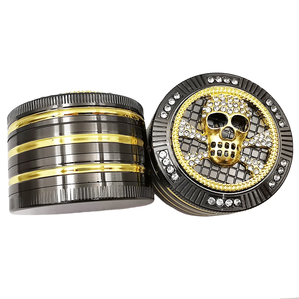 Spider Diamond 4-Layers Tobacco Herb Grinder Herbal Metal Golden Black 52mm Zinc Alloy Herb Smoke Crusher Cigarette Accessories