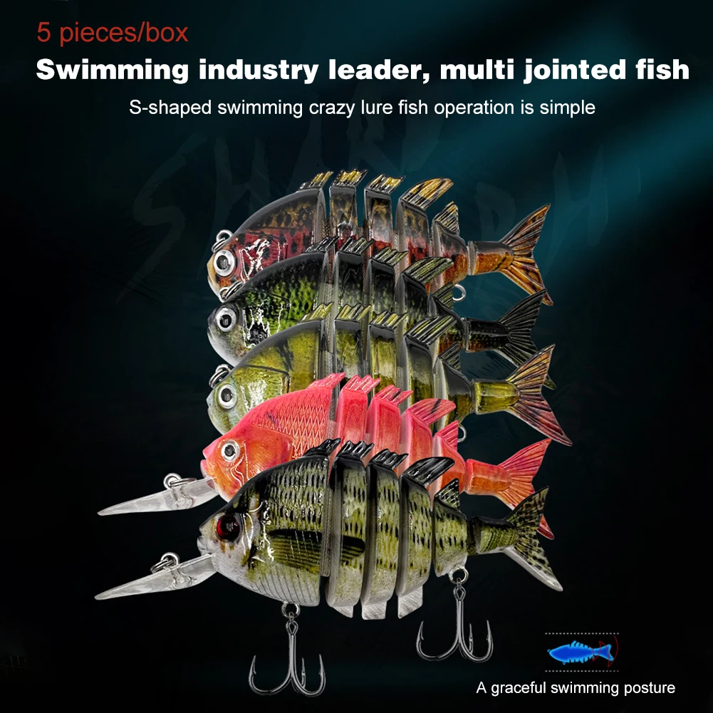 

5Pcs/set Artificial Fishing Lures Multi Jointed Swimbait Slow Sinking 6-Segmented Fishing Lures Baits for Outdoor Fishing