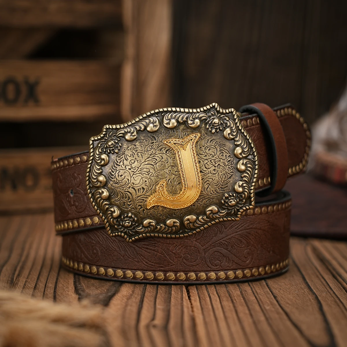 1 Stück Western-Cowboy-Gürtel - Geeignet für Männer und Frauen. Western-Gürtel mit PU-Prägung und Schnalle. Einzigartiges und Retro-Design – Detail 1