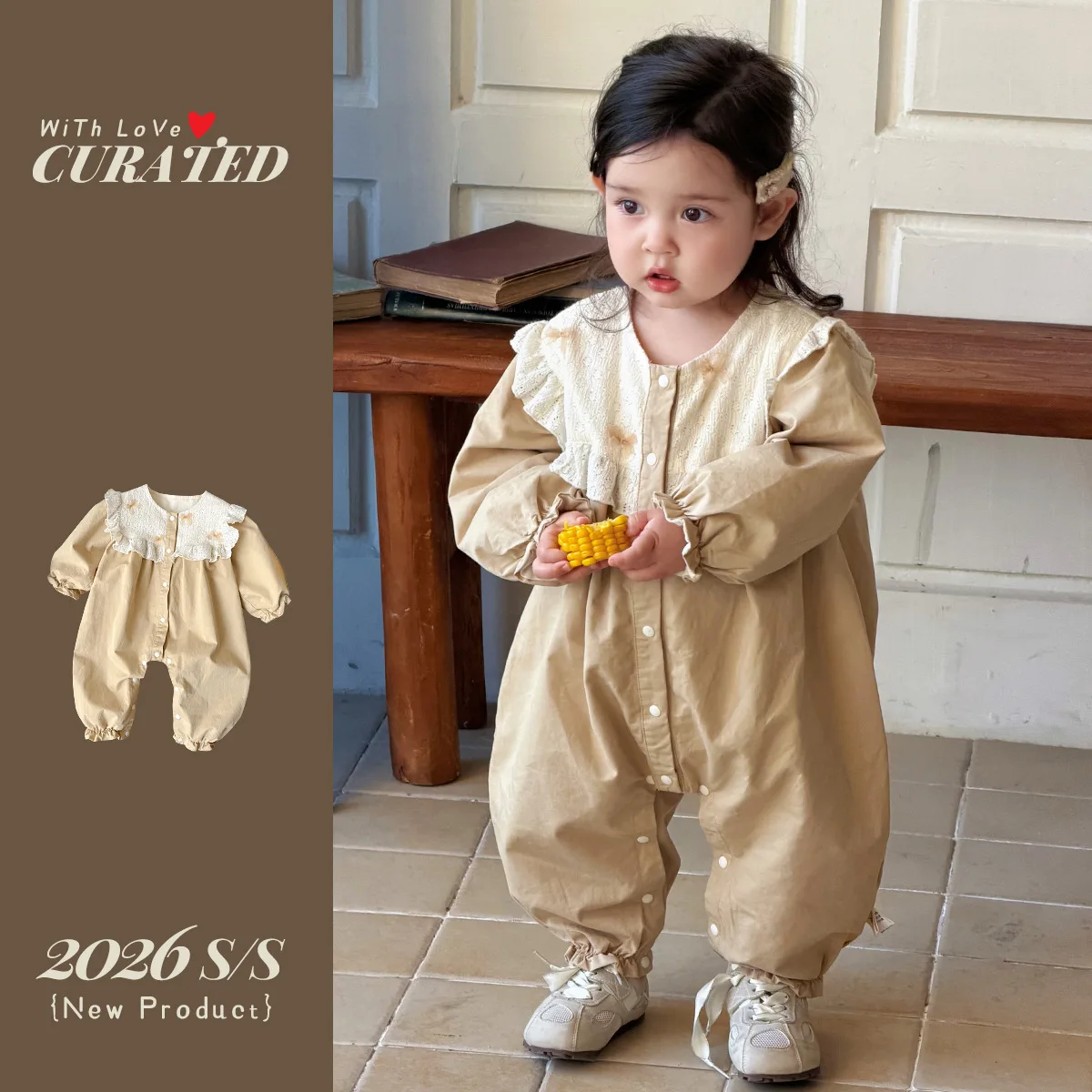 2026 Spring Baby Girls' Jumpsuit, Baby Carrying Clothes, Outdoor Climbing Romper Baby Long Sleeves, Hundred Day Clothes