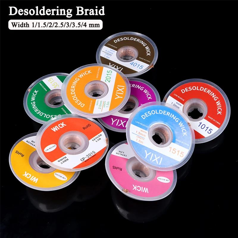 1~200Pcs Desoldering Braid Welding Solder Remover Wick 1.5M/Roll Width 1 1.5 2 2.5 3 3.5 4mm Wire Lead Cord Flux BGA Repair Tool