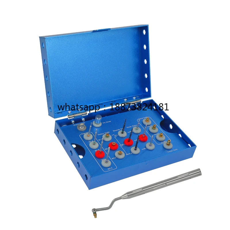 Gold Blue Dental Prosthetic Set with Drill Bits Surgical and Burrs Broken Screw Remover Kit fast shipping