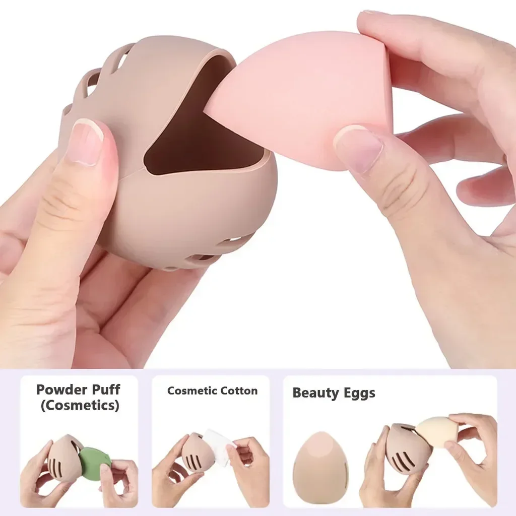 Porte-éponge de maquillage en Silicone écologique, 1 pièce, mallette de rangement multi-trous, boîte de support de bouffantes cosmétiques portable de voyage