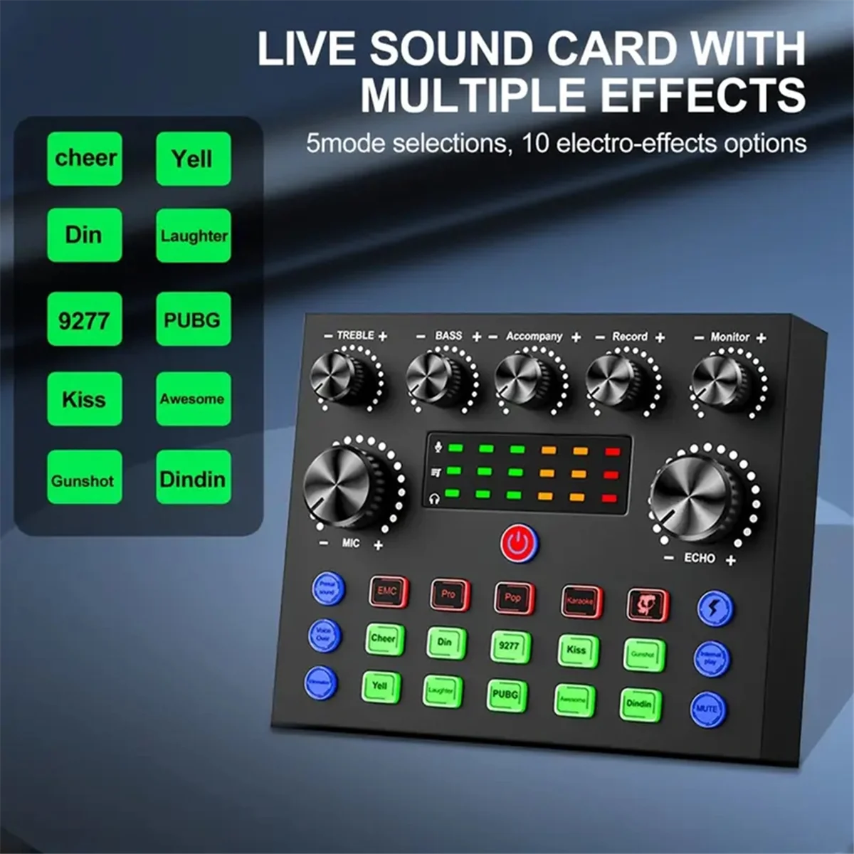 V8S Audio Mixer with Voice Changer,Podcast Mixer,Sound Card for Phone Gaming Karaoke Studio Live Streaming Podcast