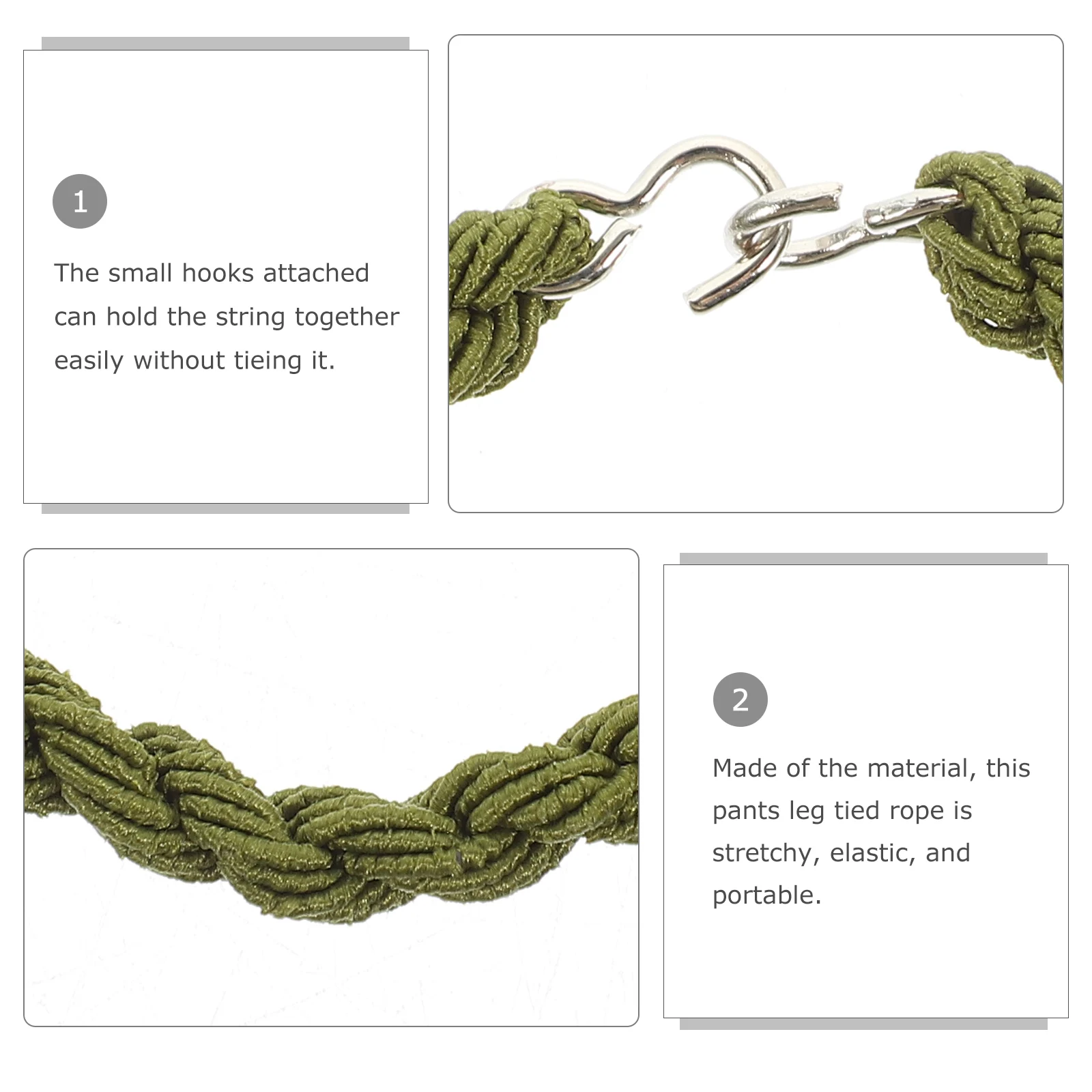 12pcs Black Green Blousing Strap Elastic Rope Outdoor Camping Multi function Trouser Leg Tie Reusable Portable