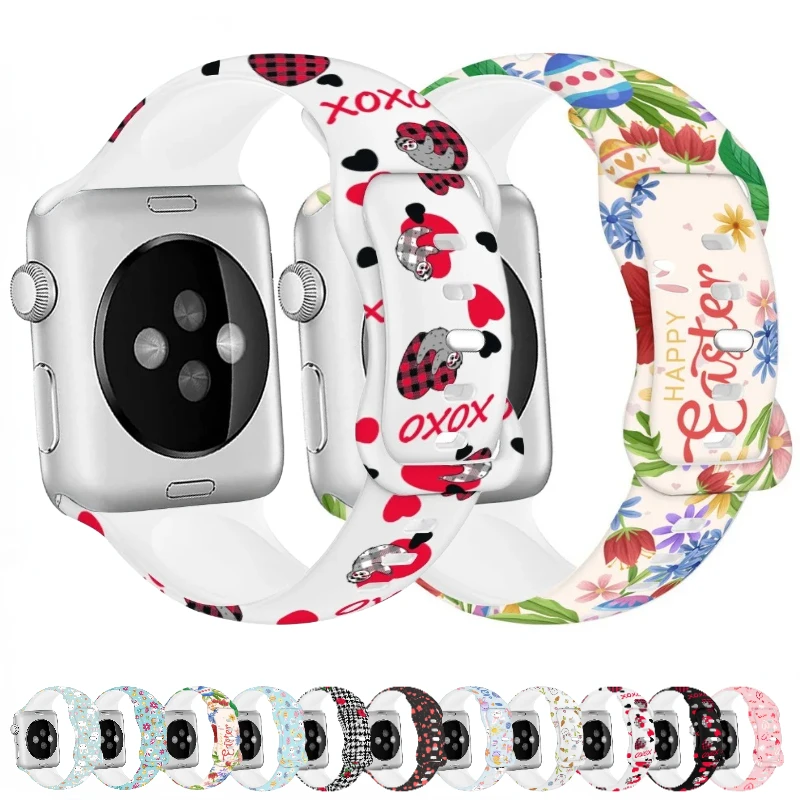 

Valentine Day Silicone Strap for Apple Watch Band Ultra 10 9 8 7 49mm 46mm 45mm 41mm Gift Bracelet Belt 6 5 4 SE 44mm 42mm 40mm