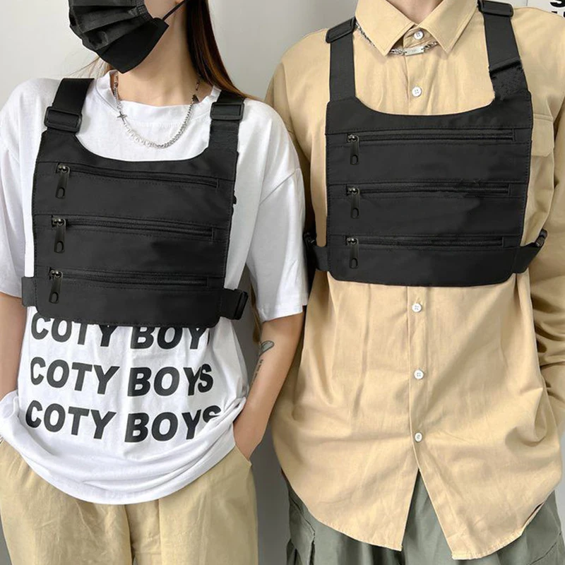 

Тактическая сумка-жилет унисекс с квадратным дизайном, спортивная функциональная сумка через плечо для бега и вечеринок, острый уличный стиль