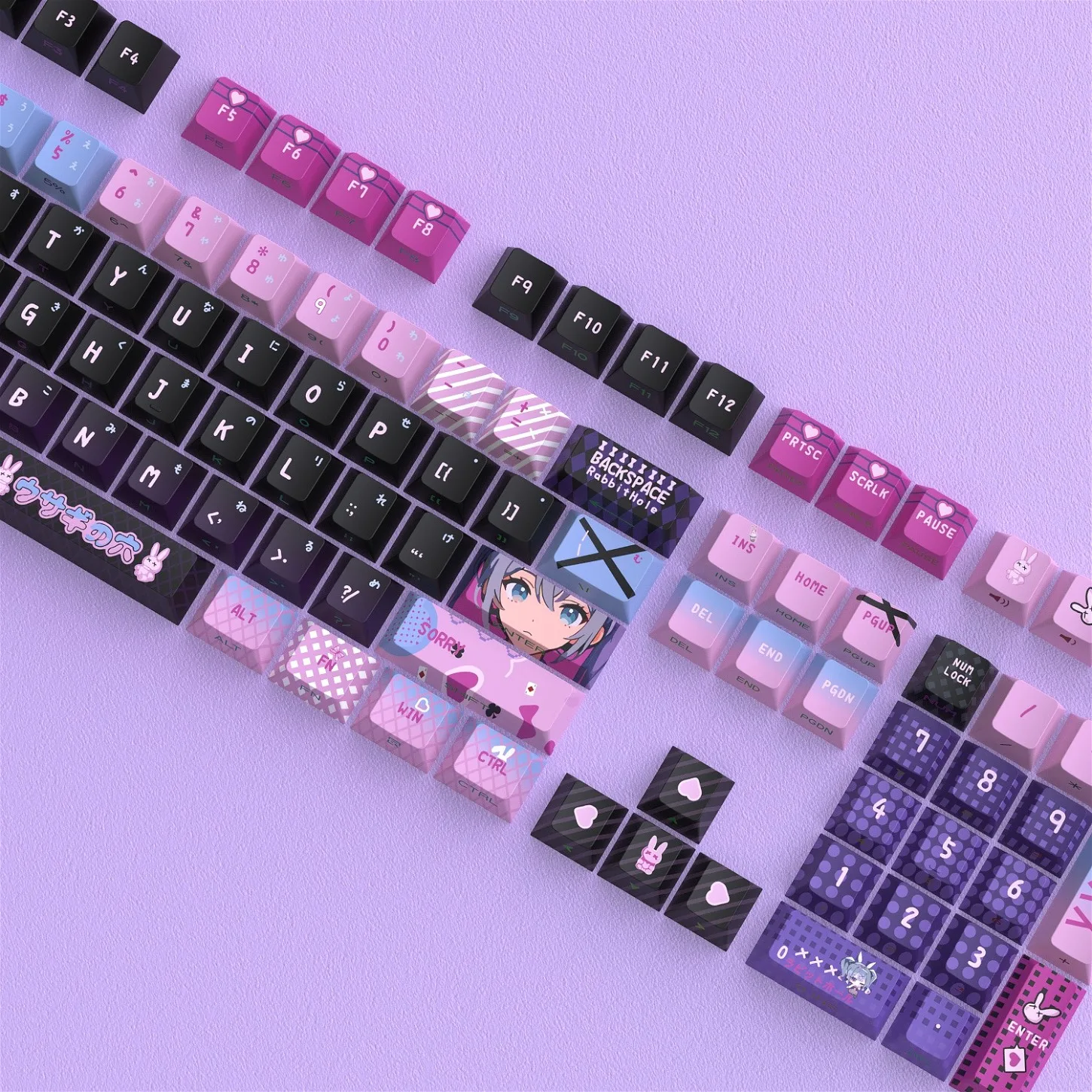 Cherry Profile Side Print Shine Through Keycaps 125 Keys PBT+PC Backlit Set Compatible with Magnetic Switch Mechanical Keyboard