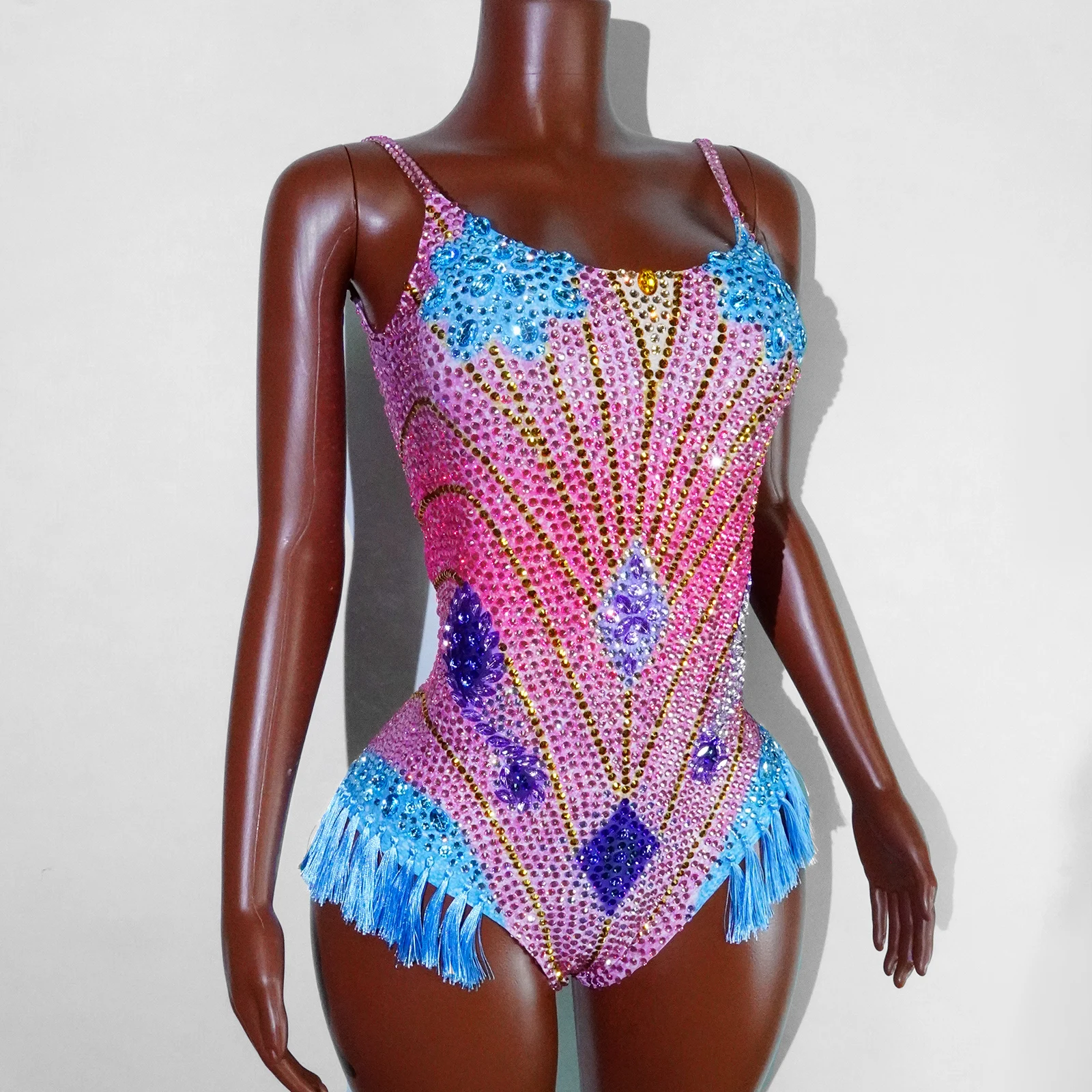 Сексуальное латинское боди для танцев, женский цветной костюм с блестками и стразами и бахромой, сальса, клуб, сценическая певица, трансвестит, королева, выступление