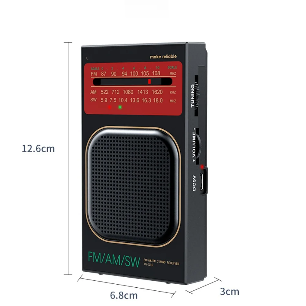 Compact Rechargeable For FM AM SW Radio 3W Speaker Portable With 3.5mm Headphone Jack For Indoor Outdoor Listening Device